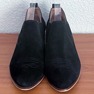 Frye & Co Rubie Western Southwestern Rodeo Slip On Black Suede Ankle Bootie 8M